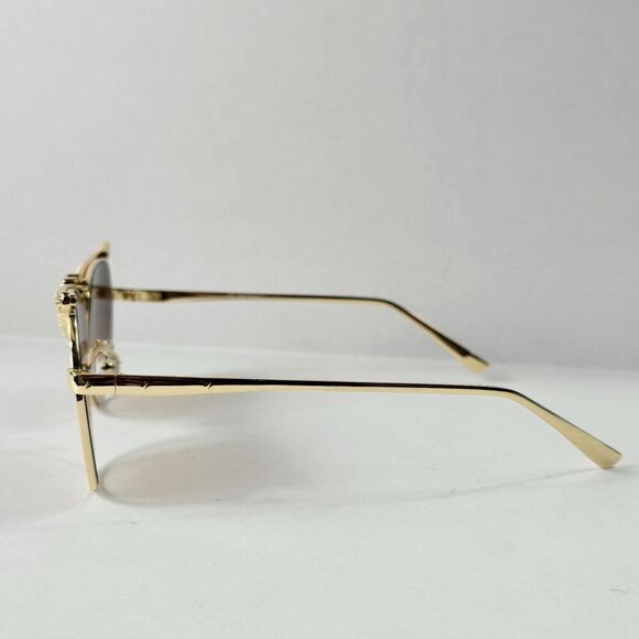 Rhinestone Cat Head Aviator Sunglasses Fashion Womens Gold  Brown Resort Glam - Picture 5 of 6